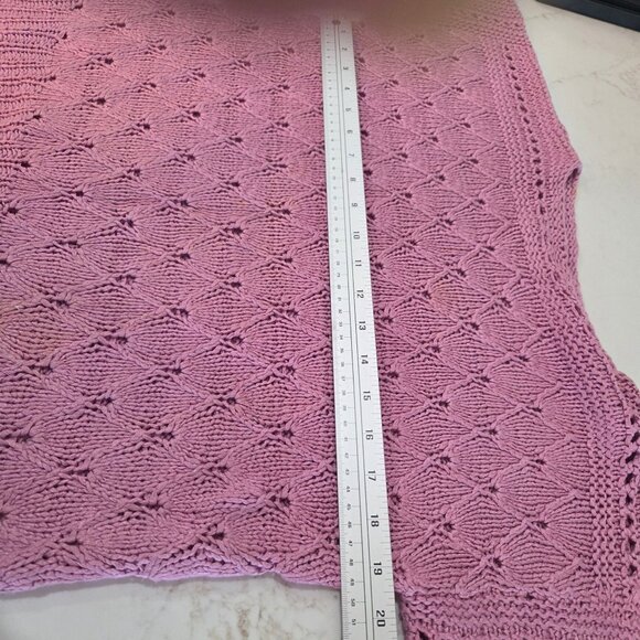Hand Knit Vintage Short Sleeve Sweater Size M or L Lavender Textured Knit Y2K - Picture 5 of 6